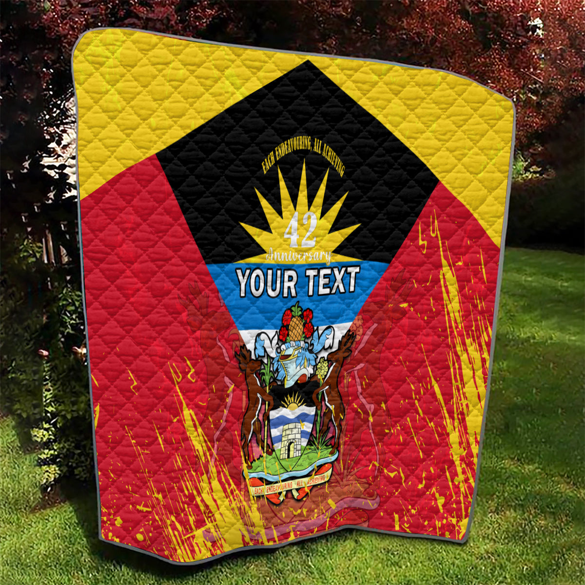 Personalised Antigua And Barbuda Independence Day Quilt 42nd Anniversary Flag Style - Wonder Print Shop
