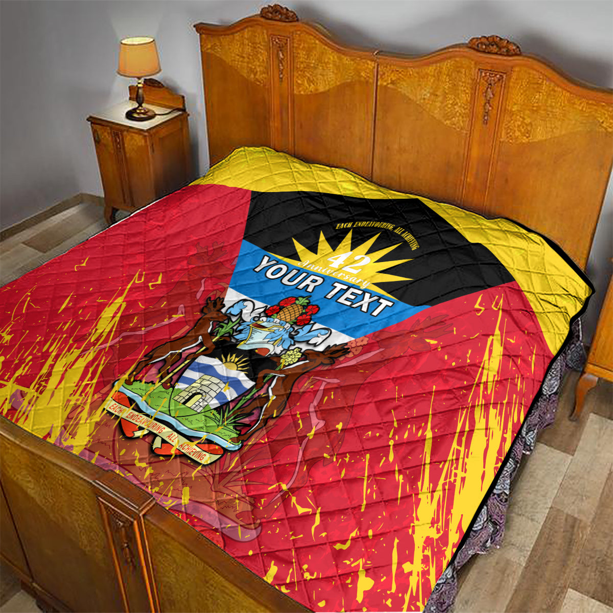 Personalised Antigua And Barbuda Independence Day Quilt 42nd Anniversary Flag Style - Wonder Print Shop
