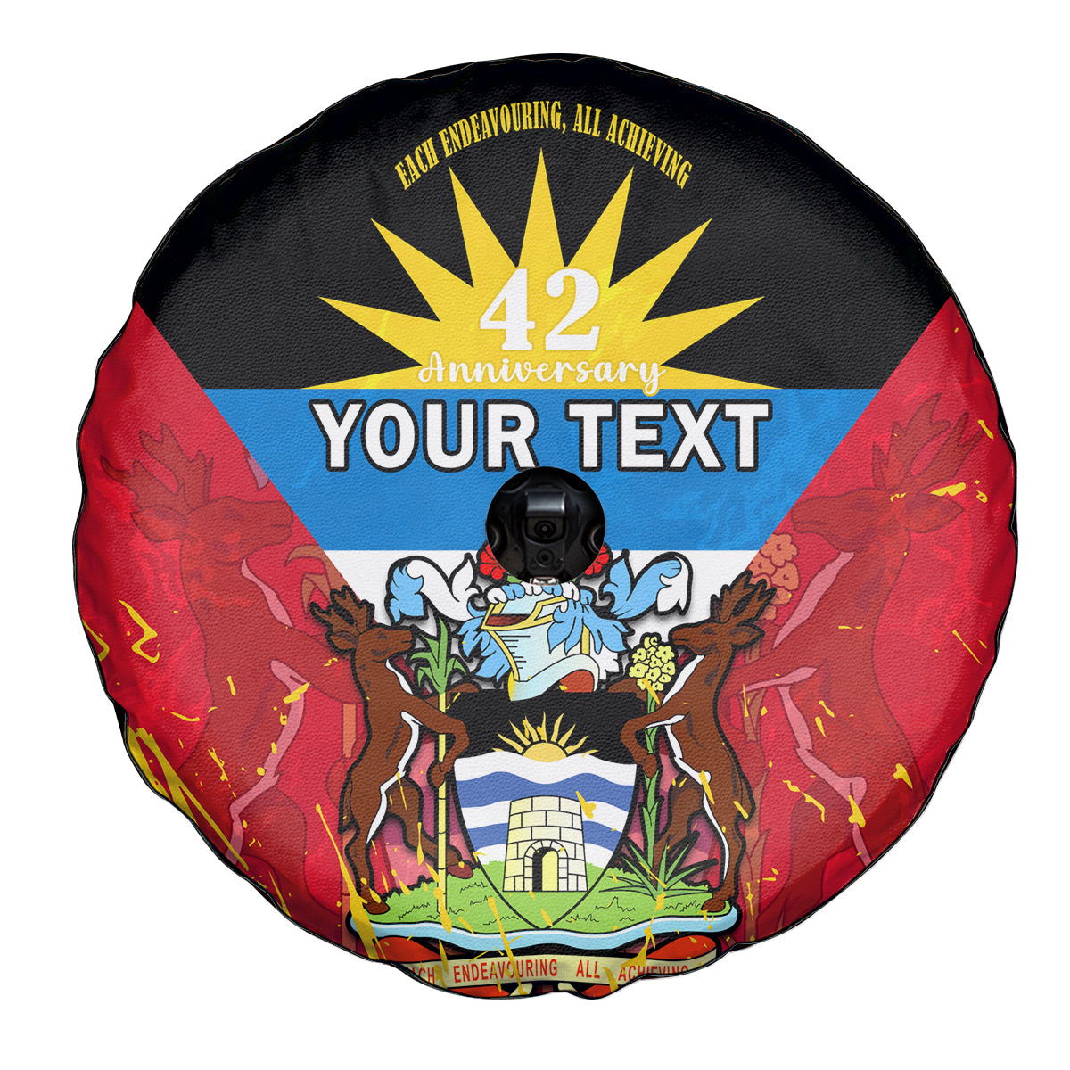 Personalised Antigua And Barbuda Independence Day Spare Tire Cover 42nd Anniversary Flag Style - Wonder Print Shop