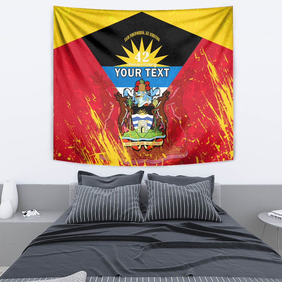 Personalised Antigua And Barbuda Independence Day Tapestry 42nd Anniversary Flag Style - Wonder Print Shop