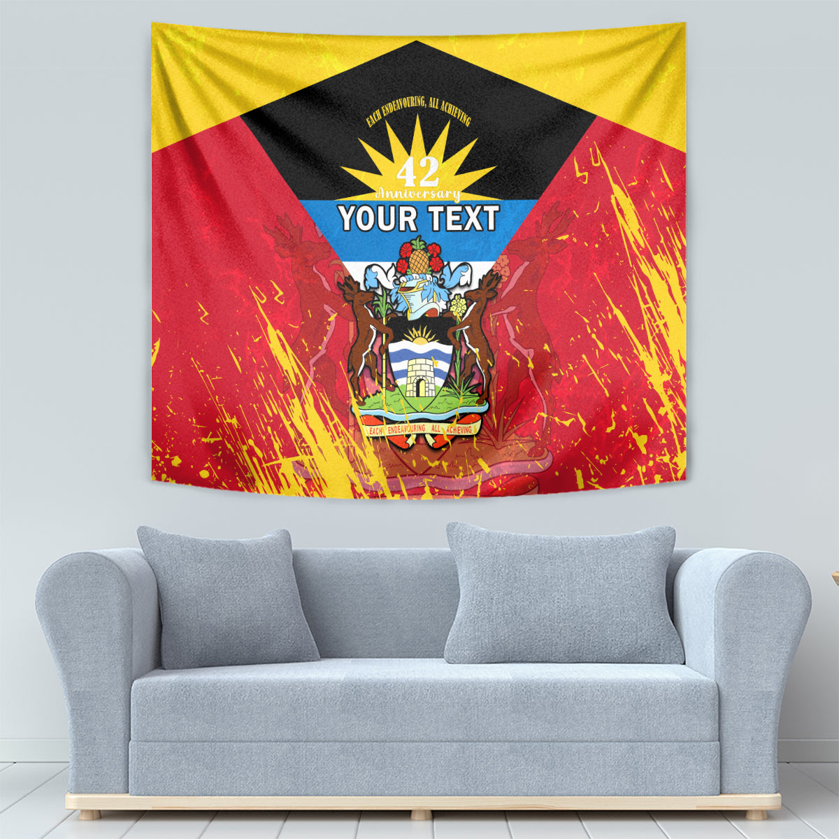 Personalised Antigua And Barbuda Independence Day Tapestry 42nd Anniversary Flag Style - Wonder Print Shop