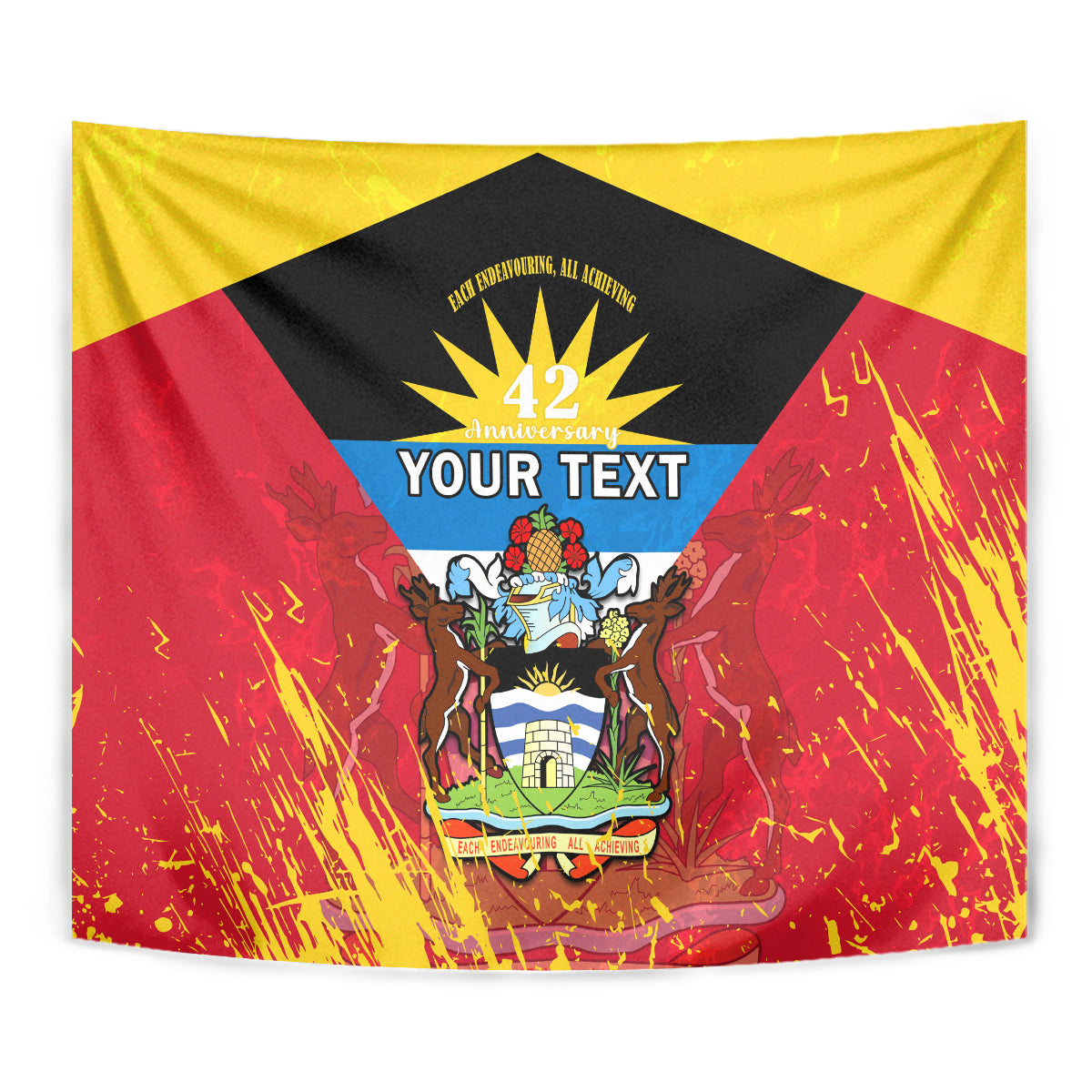 Personalised Antigua And Barbuda Independence Day Tapestry 42nd Anniversary Flag Style - Wonder Print Shop
