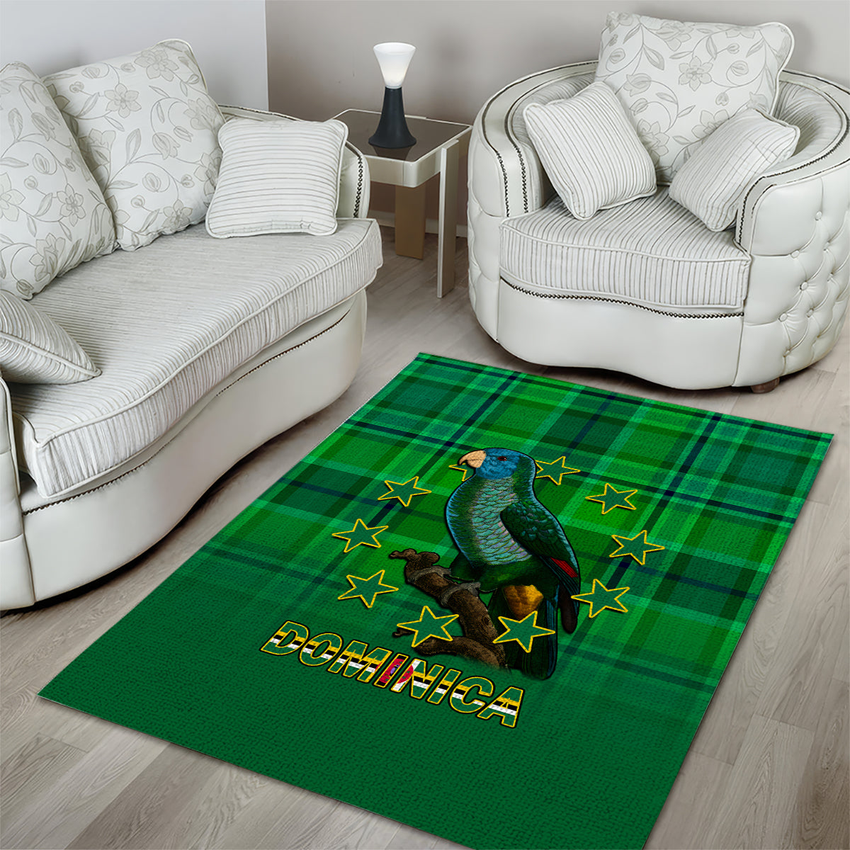 Dominica Independence Day Area Rug Dominik Sisserou Parrot With Madras Pattern - Wonder Print Shop