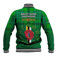 Dominica Independence Day Baseball Jacket Dominik Sisserou Parrot With Madras Pattern - Wonder Print Shop