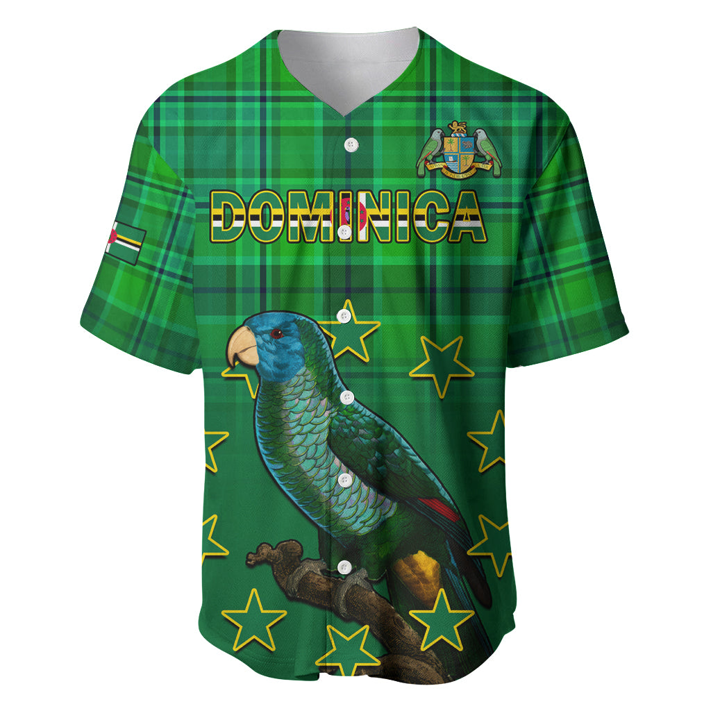 Dominica Independence Day Baseball Jersey Dominik Sisserou Parrot With Madras Pattern - Wonder Print Shop