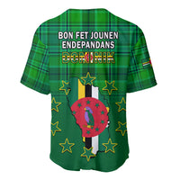 Dominica Independence Day Baseball Jersey Dominik Sisserou Parrot With Madras Pattern - Wonder Print Shop