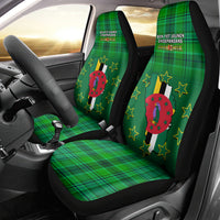 Dominica Independence Day Car Seat Cover Dominik Sisserou Parrot With Madras Pattern - Wonder Print Shop