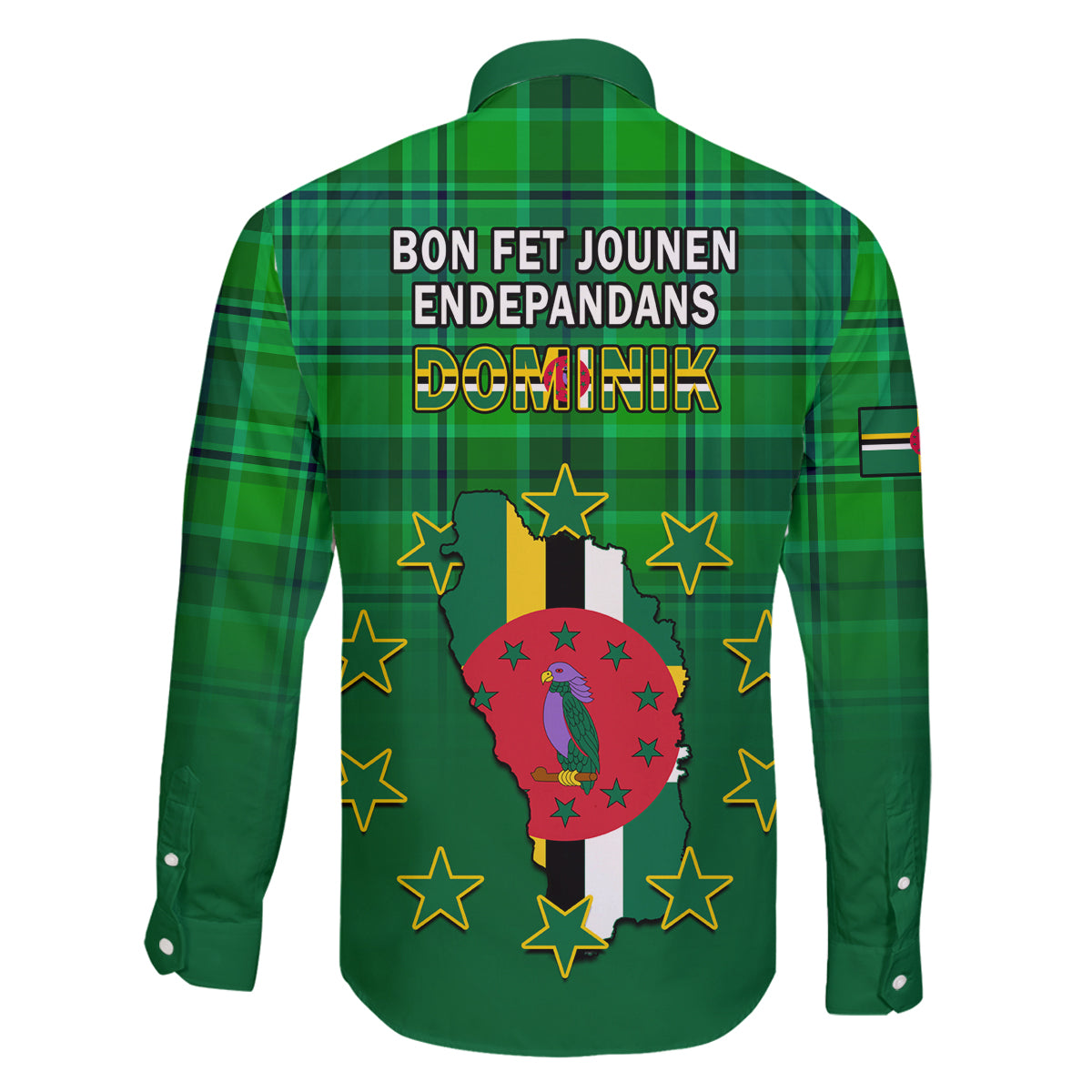 Dominica Independence Day Family Matching Long Sleeve Bodycon Dress and Hawaiian Shirt Dominik Sisserou Parrot With Madras Pattern - Wonder Print Shop