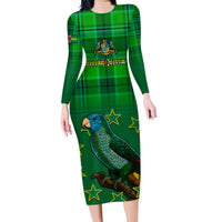 Dominica Independence Day Family Matching Long Sleeve Bodycon Dress and Hawaiian Shirt Dominik Sisserou Parrot With Madras Pattern - Wonder Print Shop