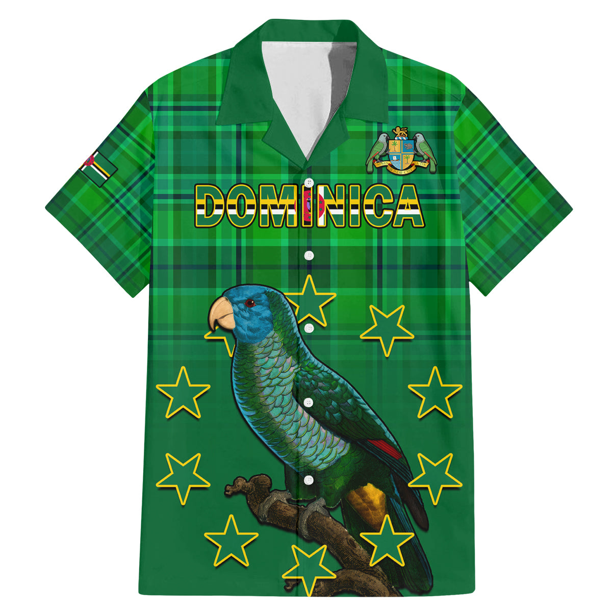 Dominica Independence Day Family Matching Mermaid Dress and Hawaiian Shirt Dominik Sisserou Parrot With Madras Pattern - Wonder Print Shop