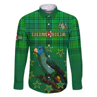 Dominica Independence Day Family Matching Off Shoulder Long Sleeve Dress and Hawaiian Shirt Dominik Sisserou Parrot With Madras Pattern - Wonder Print Shop