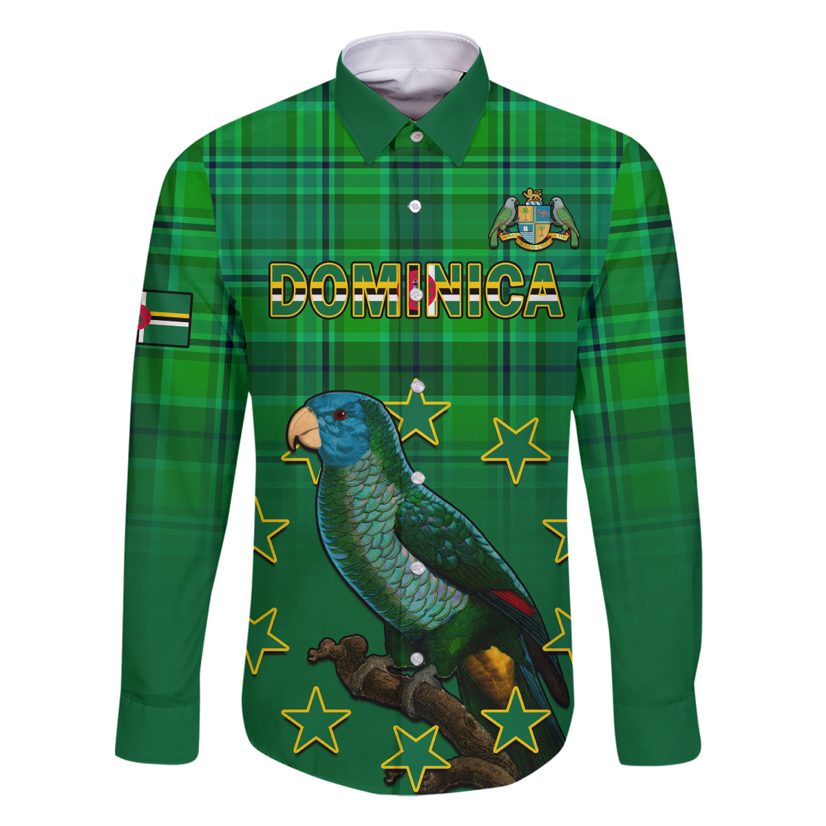 Dominica Independence Day Family Matching Summer Maxi Dress and Hawaiian Shirt Dominik Sisserou Parrot With Madras Pattern - Wonder Print Shop