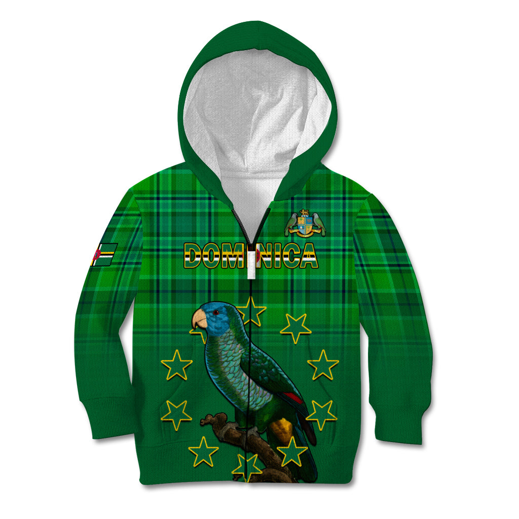 Dominica Independence Day Kid Hoodie Dominik Sisserou Parrot With Madras Pattern - Wonder Print Shop