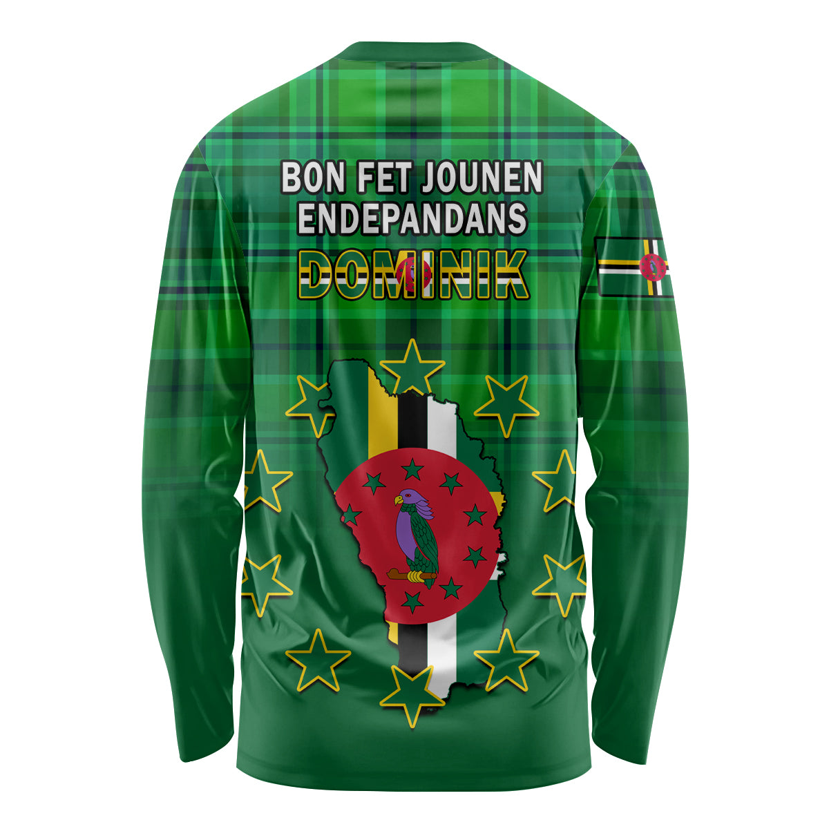 Dominica Independence Day Long Sleeve Shirt Dominik Sisserou Parrot With Madras Pattern - Wonder Print Shop