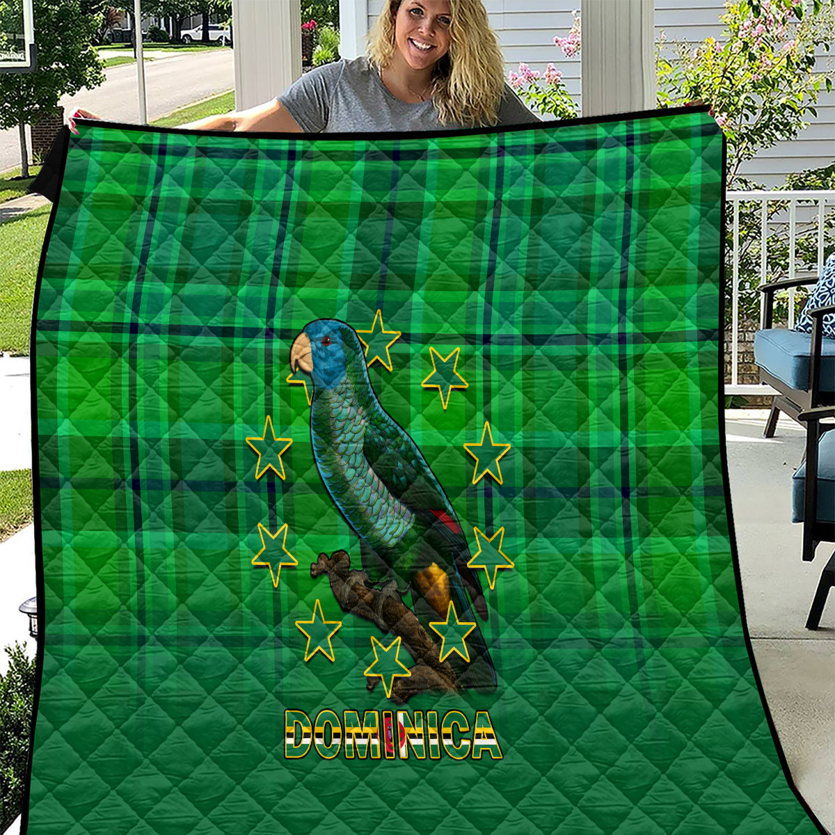 Dominica Independence Day Quilt Dominik Sisserou Parrot With Madras Pattern - Wonder Print Shop