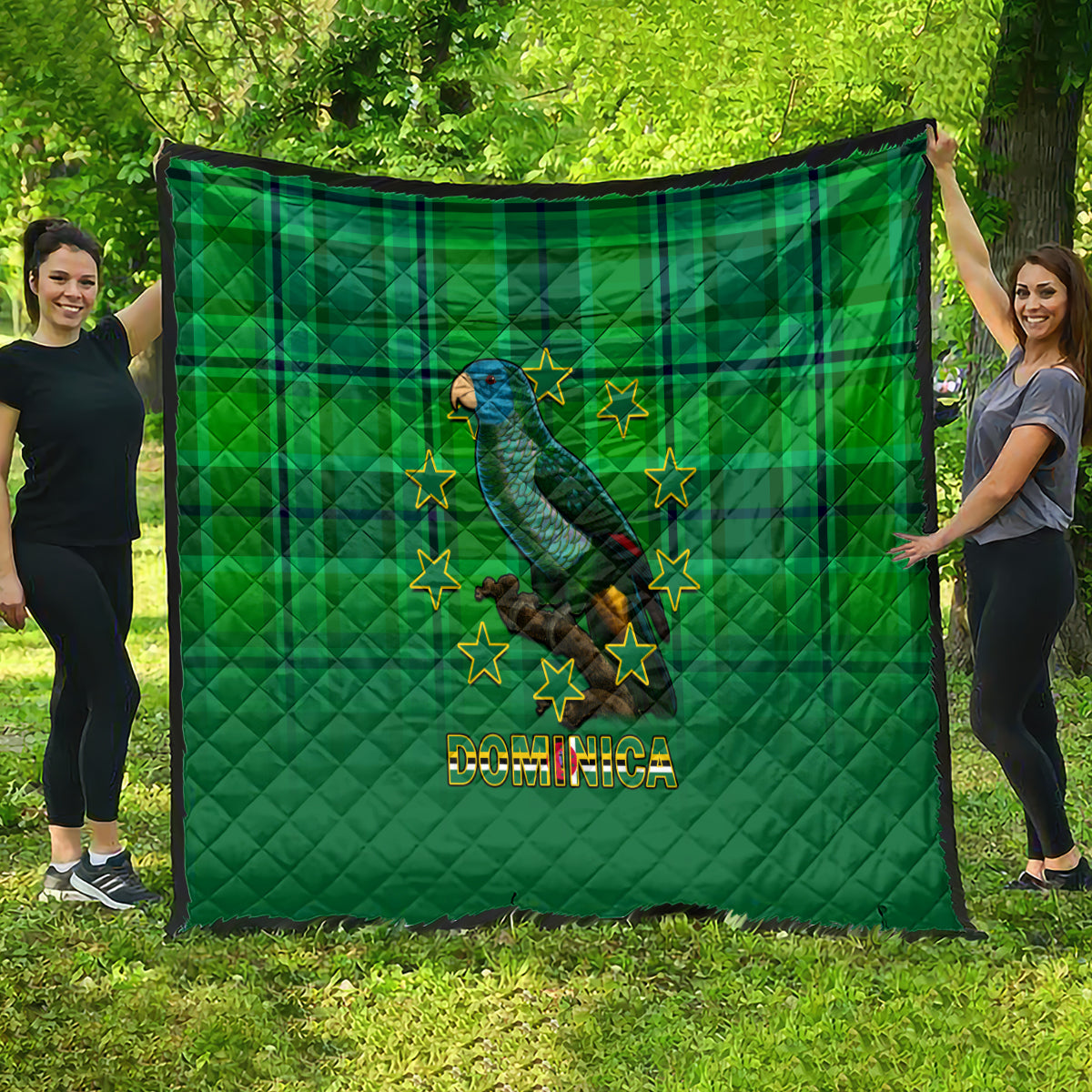 Dominica Independence Day Quilt Dominik Sisserou Parrot With Madras Pattern - Wonder Print Shop