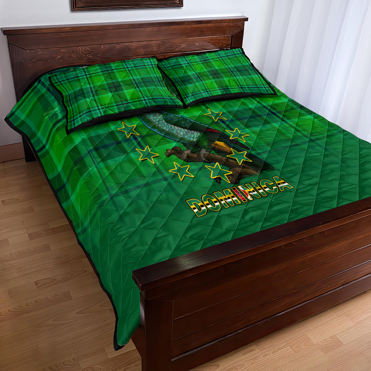 Dominica Independence Day Quilt Bed Set Dominik Sisserou Parrot With Madras Pattern - Wonder Print Shop