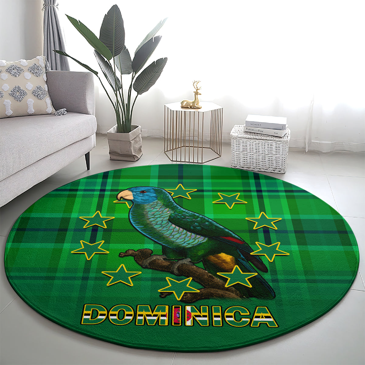 dominica-independence-day-round-carpet-dominik-sisserou-parrot-with-madras-pattern
