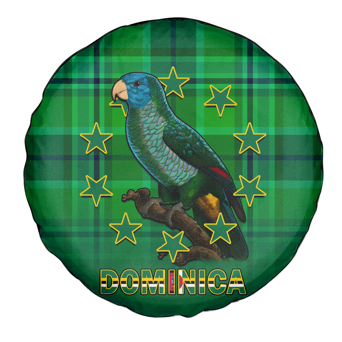 Dominica Independence Day Spare Tire Cover Dominik Sisserou Parrot With Madras Pattern - Wonder Print Shop