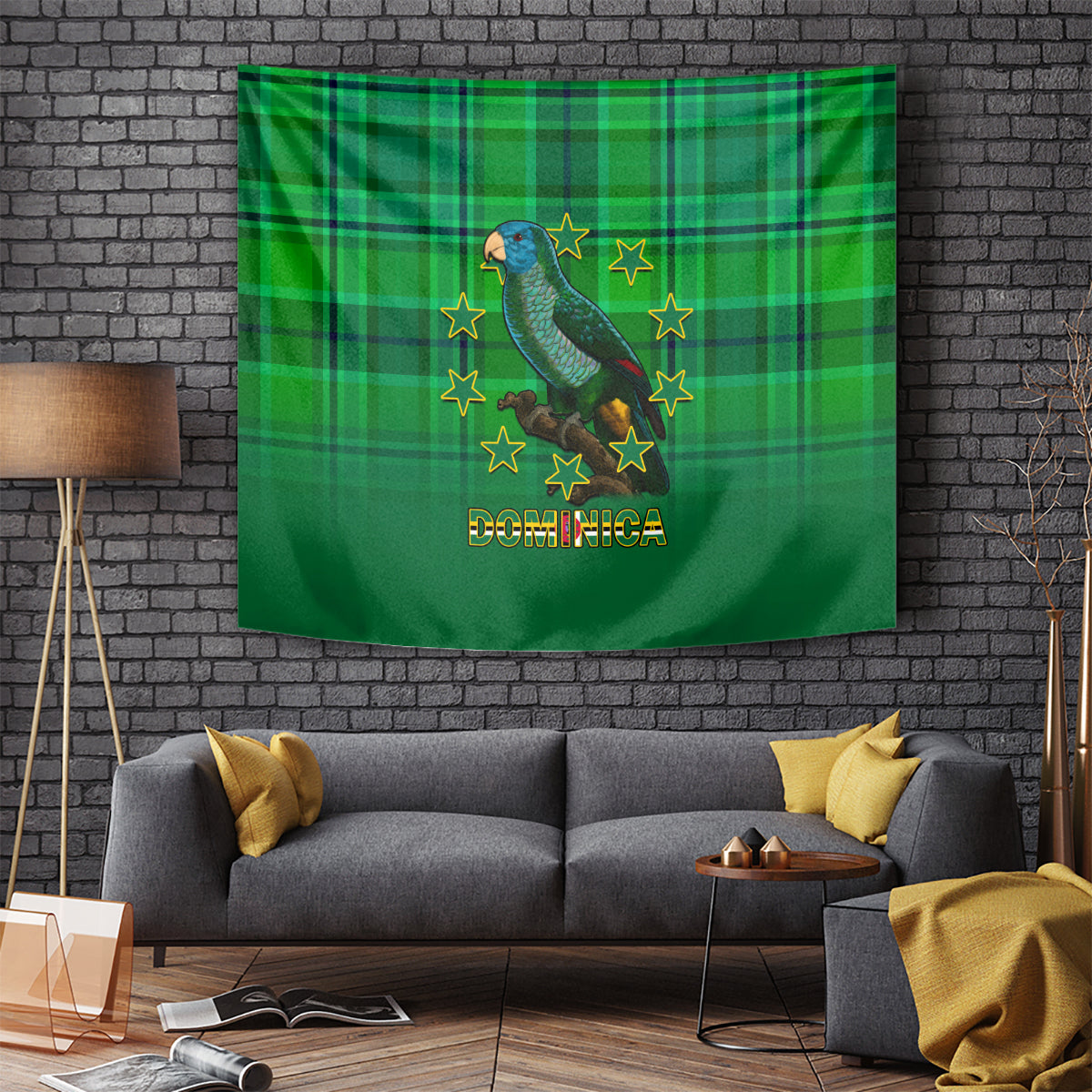 Dominica Independence Day Tapestry Dominik Sisserou Parrot With Madras Pattern - Wonder Print Shop