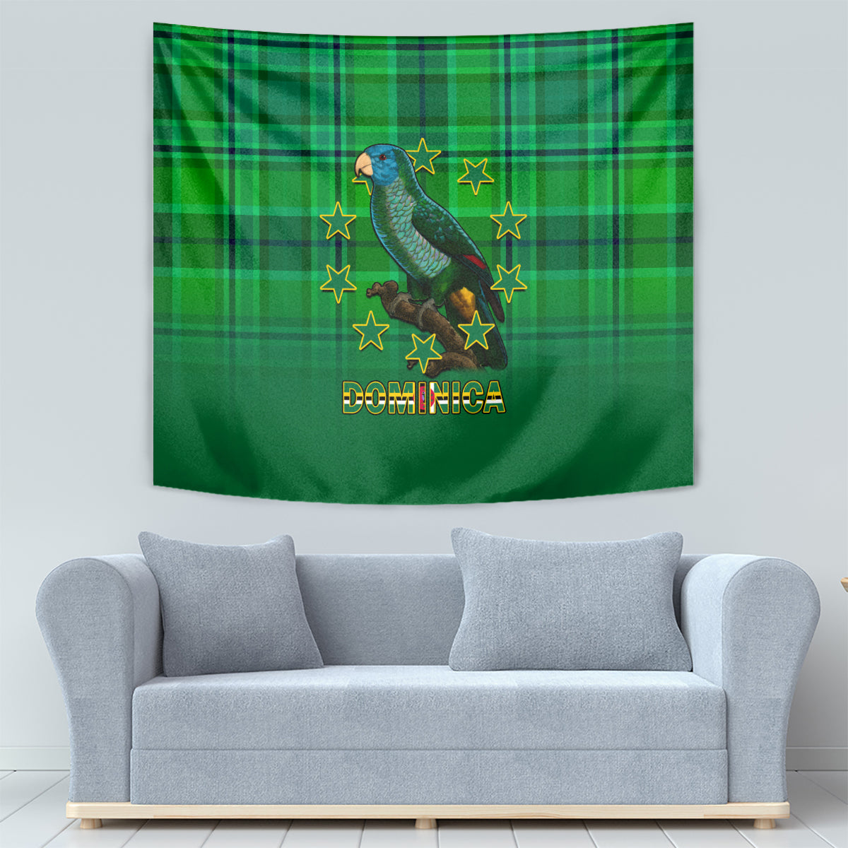 Dominica Independence Day Tapestry Dominik Sisserou Parrot With Madras Pattern - Wonder Print Shop
