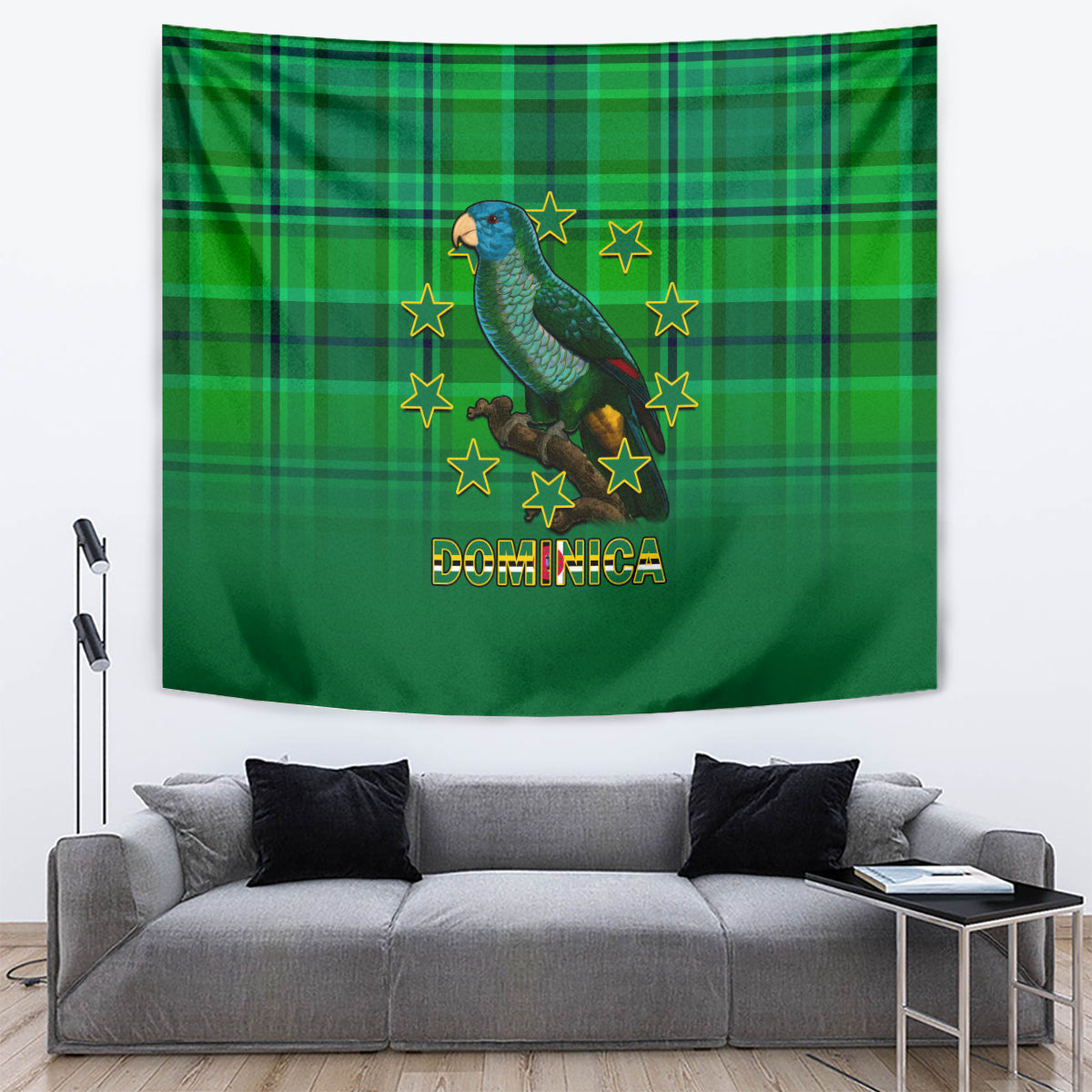 Dominica Independence Day Tapestry Dominik Sisserou Parrot With Madras Pattern - Wonder Print Shop