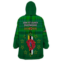 Dominica Independence Day Wearable Blanket Hoodie Dominik Sisserou Parrot With Madras Pattern - Wonder Print Shop