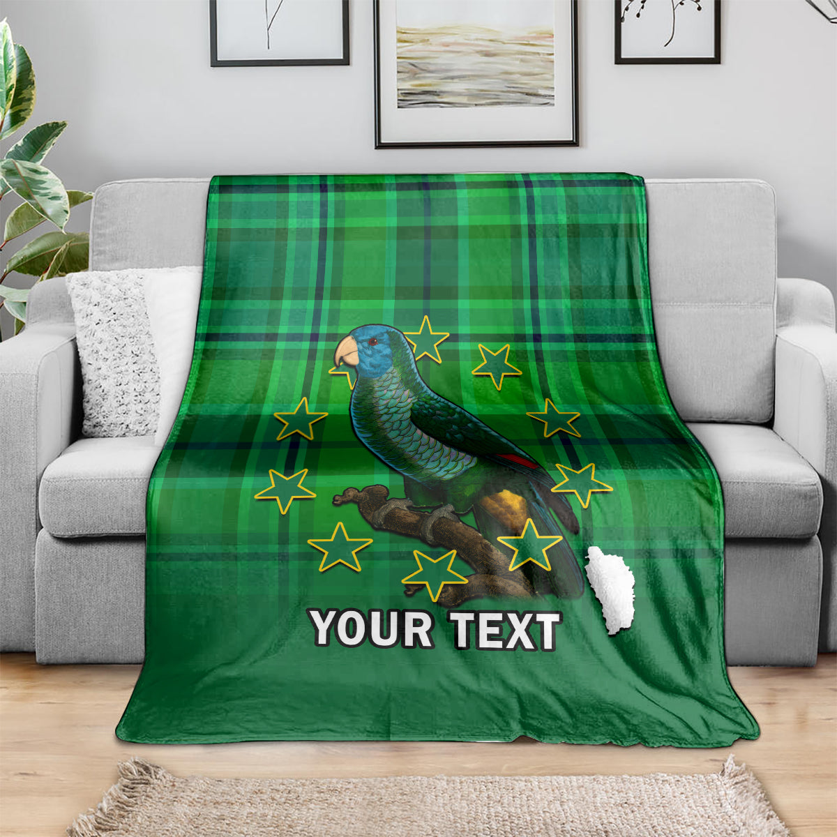 personalised-dominica-independence-day-blanket-dominik-sisserou-parrot-with-madras-pattern
