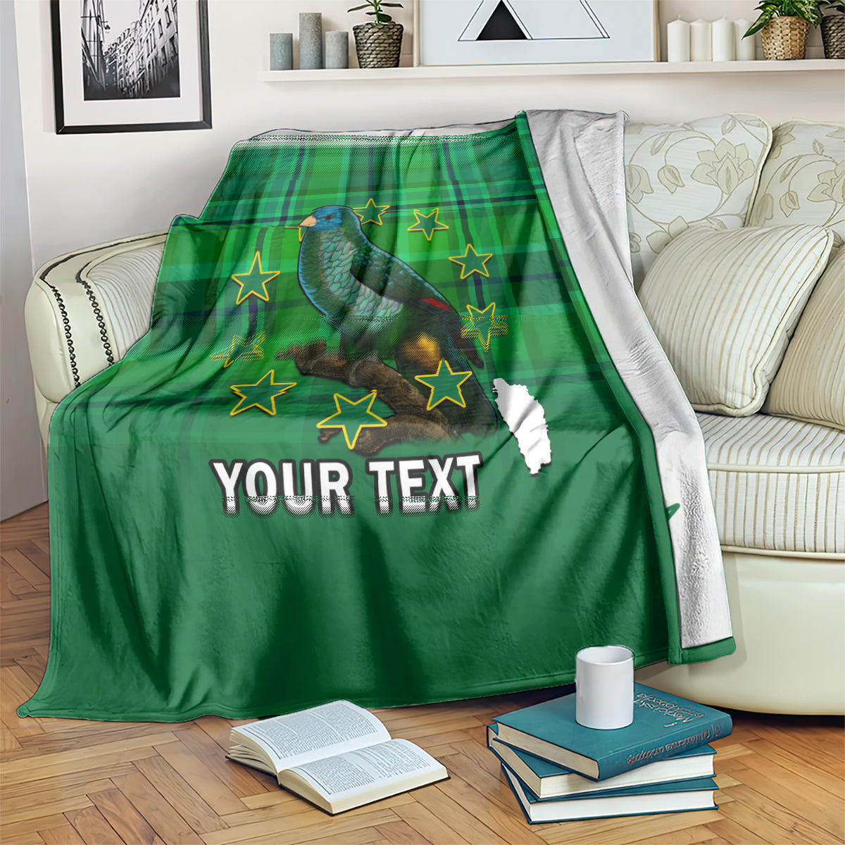 personalised-dominica-independence-day-blanket-dominik-sisserou-parrot-with-madras-pattern