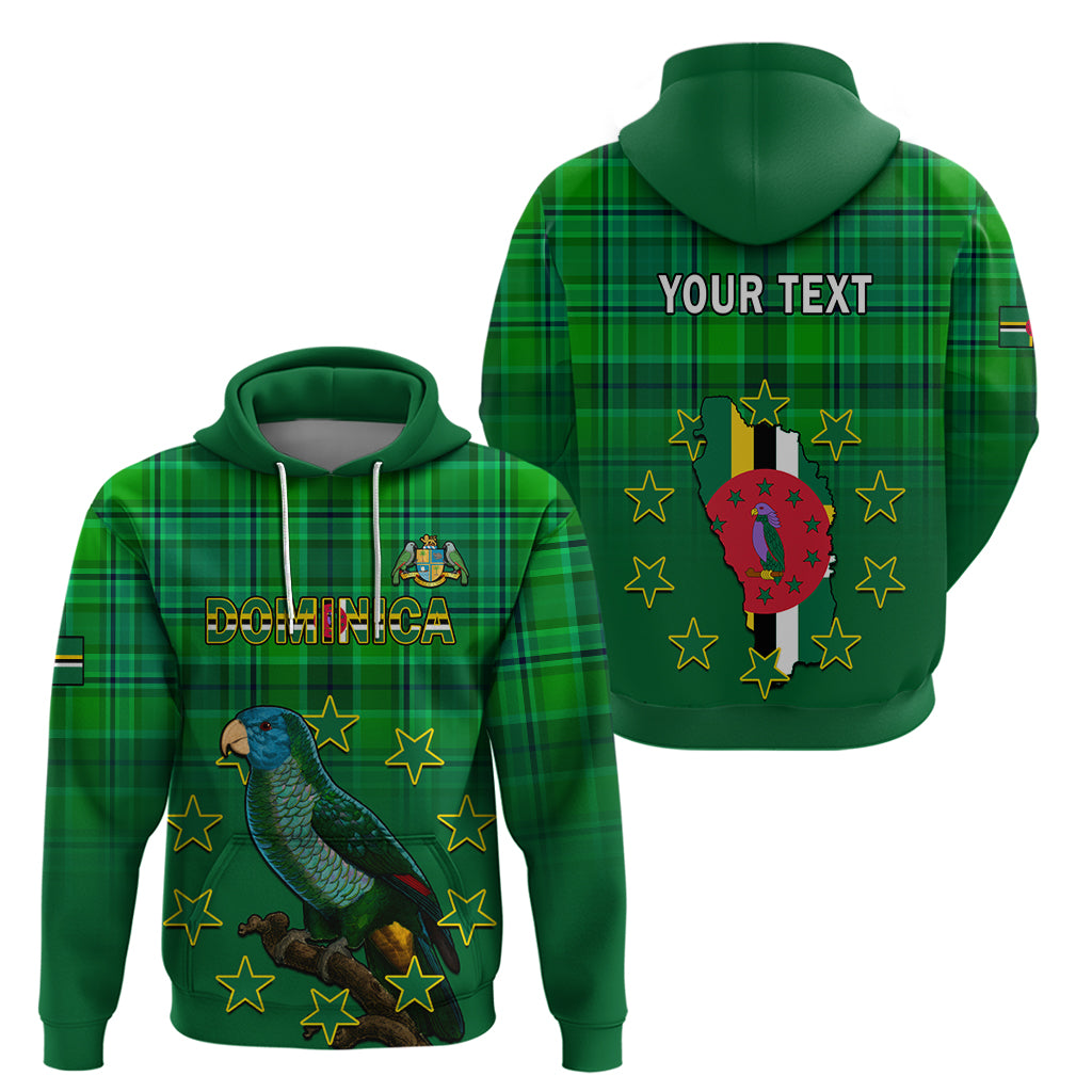 Personalised Dominica Independence Day Hoodie Dominik Sisserou Parrot With Madras Pattern - Wonder Print Shop