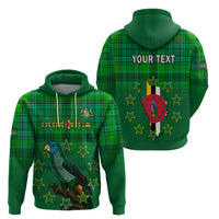 Personalised Dominica Independence Day Hoodie Dominik Sisserou Parrot With Madras Pattern - Wonder Print Shop
