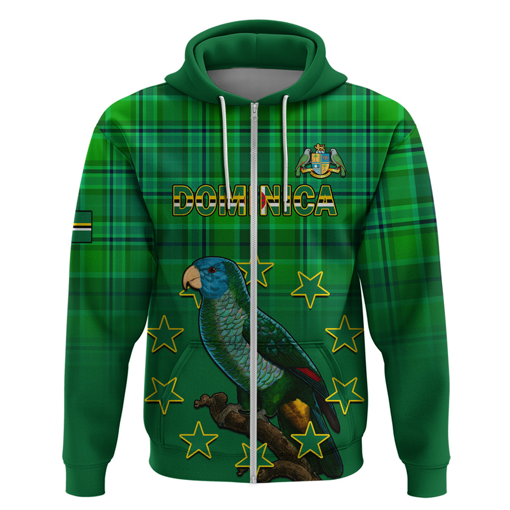 Personalised Dominica Independence Day Hoodie Dominik Sisserou Parrot With Madras Pattern - Wonder Print Shop
