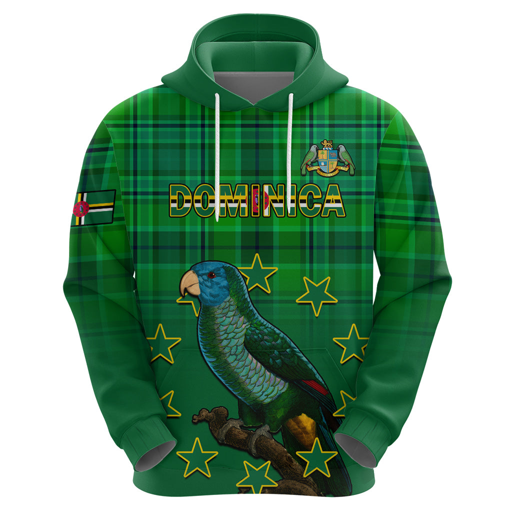 Personalised Dominica Independence Day Hoodie Dominik Sisserou Parrot With Madras Pattern - Wonder Print Shop
