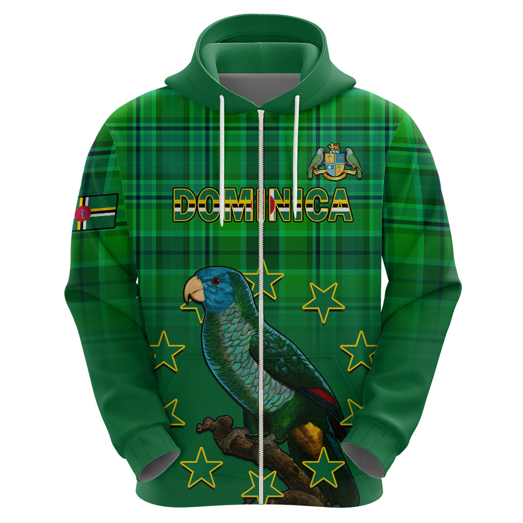 Personalised Dominica Independence Day Hoodie Dominik Sisserou Parrot With Madras Pattern - Wonder Print Shop