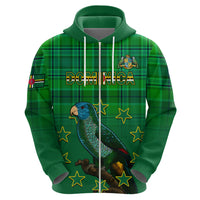 Personalised Dominica Independence Day Hoodie Dominik Sisserou Parrot With Madras Pattern - Wonder Print Shop