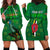 Personalised Dominica Independence Day Hoodie Dress Dominik Sisserou Parrot With Madras Pattern - Wonder Print Shop