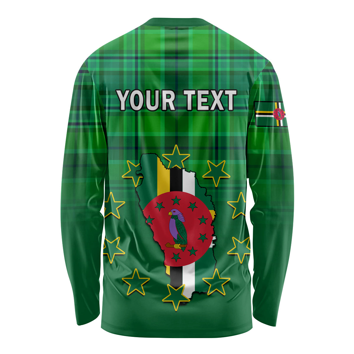 Personalised Dominica Independence Day Long Sleeve Shirt Dominik Sisserou Parrot With Madras Pattern - Wonder Print Shop