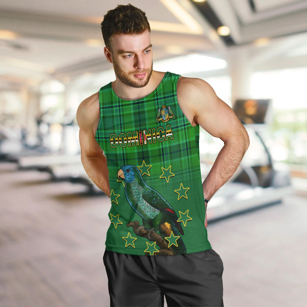 Personalised Dominica Independence Day Men Tank Top Dominik Sisserou Parrot With Madras Pattern - Wonder Print Shop