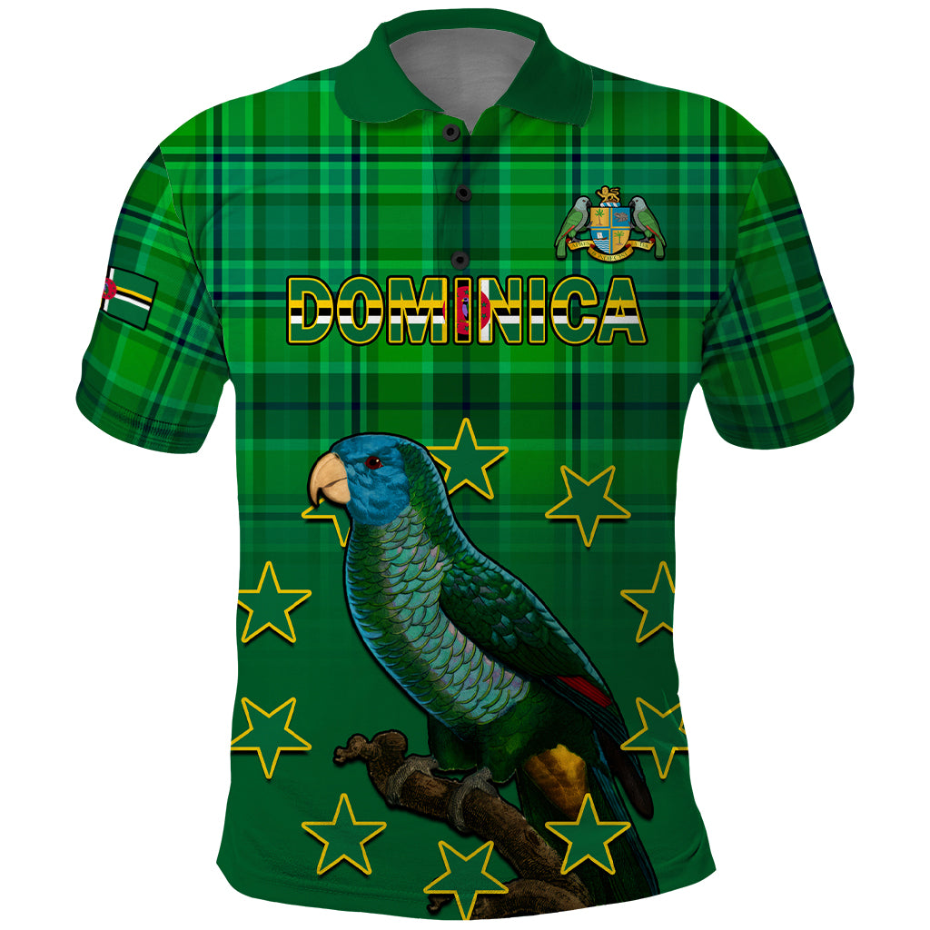 Personalised Dominica Independence Day Polo Shirt Dominik Sisserou Parrot With Madras Pattern - Wonder Print Shop