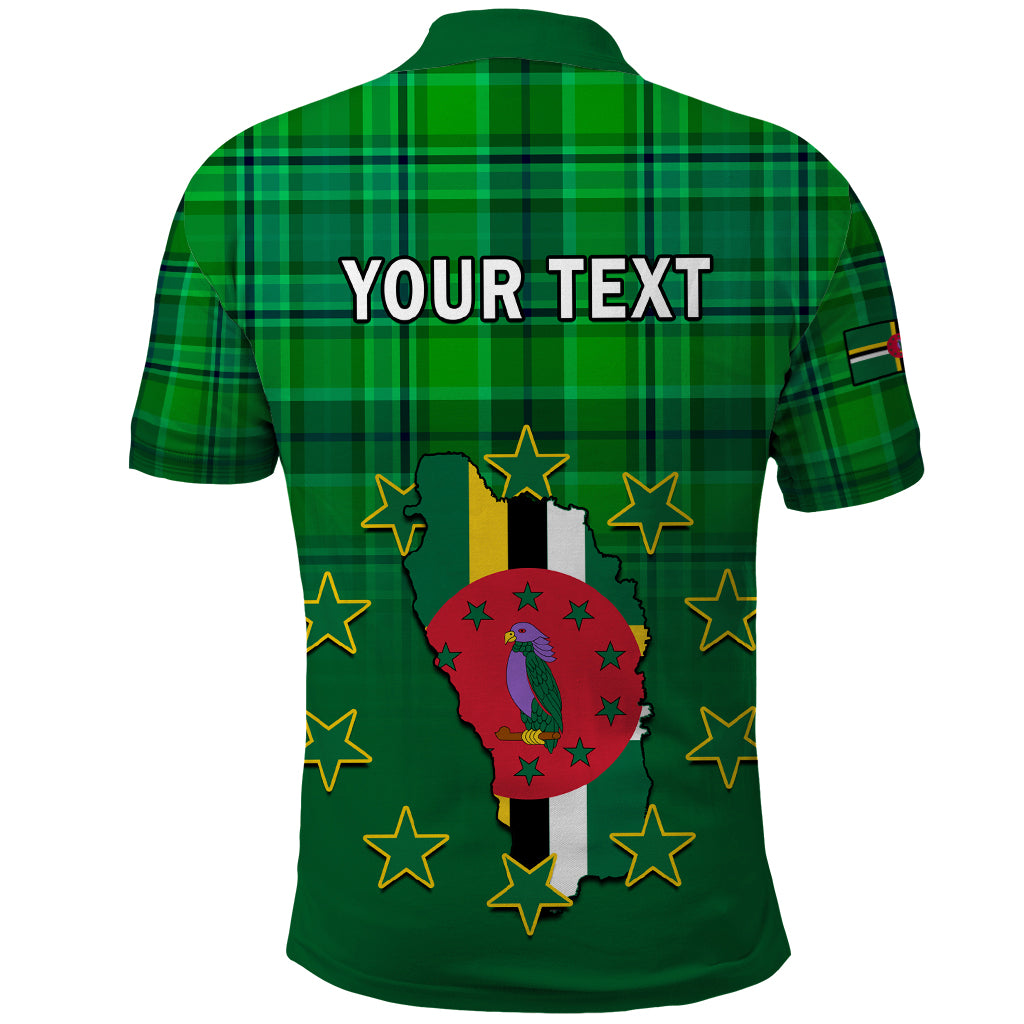 Personalised Dominica Independence Day Polo Shirt Dominik Sisserou Parrot With Madras Pattern - Wonder Print Shop