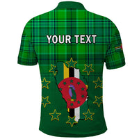 Personalised Dominica Independence Day Polo Shirt Dominik Sisserou Parrot With Madras Pattern - Wonder Print Shop