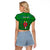 Personalised Dominica Independence Day Raglan Cropped T Shirt Dominik Sisserou Parrot With Madras Pattern - Wonder Print Shop