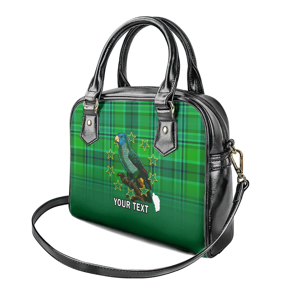 personalised-dominica-independence-day-shoulder-handbag-dominik-sisserou-parrot-with-madras-pattern