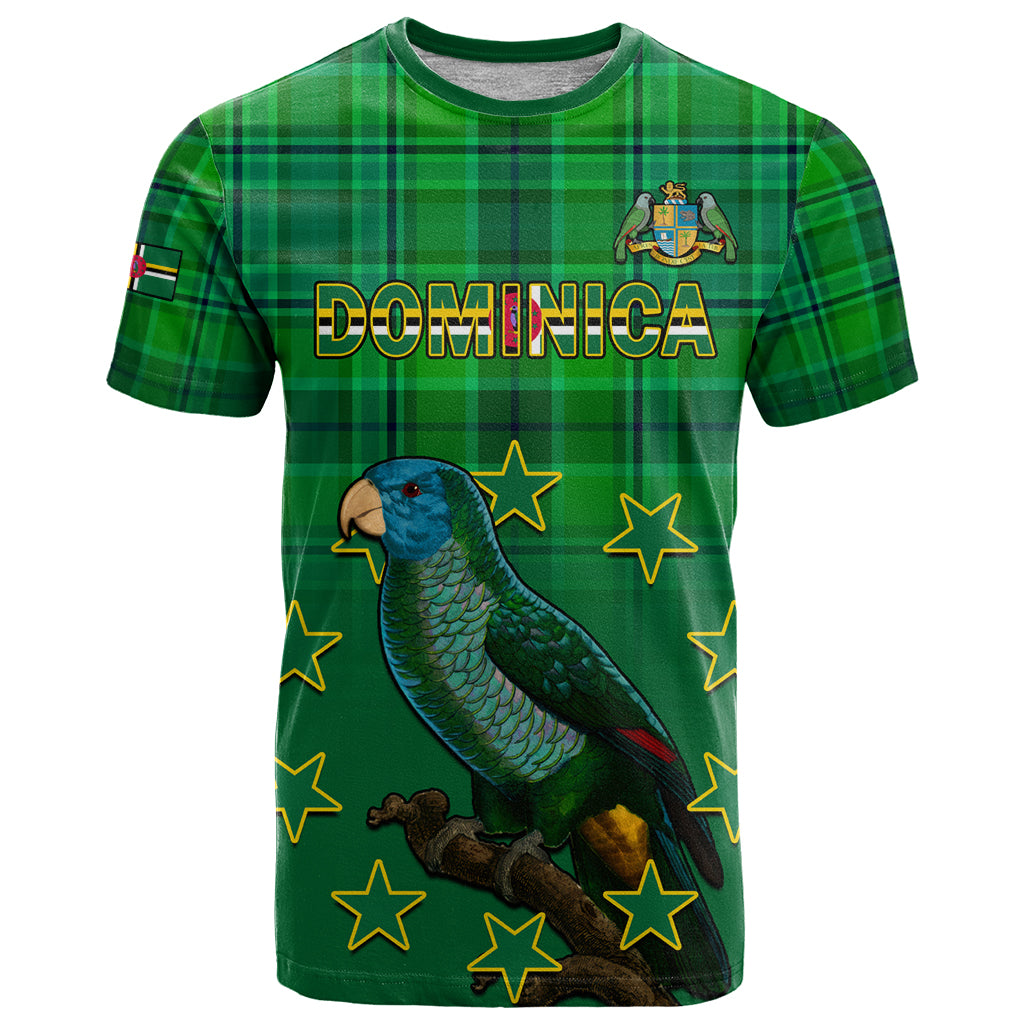Personalised Dominica Independence Day T Shirt Dominik Sisserou Parrot With Madras Pattern - Wonder Print Shop