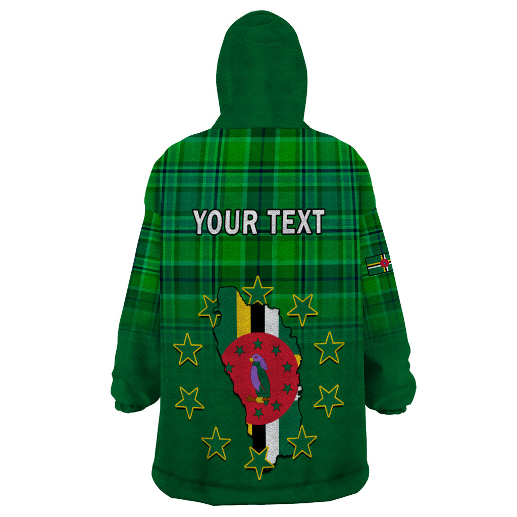 Personalised Dominica Independence Day Wearable Blanket Hoodie Dominik Sisserou Parrot With Madras Pattern - Wonder Print Shop
