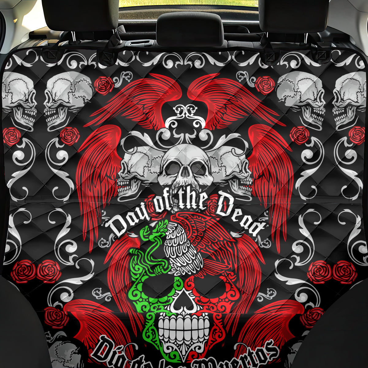 Mexico Day Of The Dead Back Car Seat Cover Mexican Sugar Skull Dia de los Muertos - Wonder Print Shop