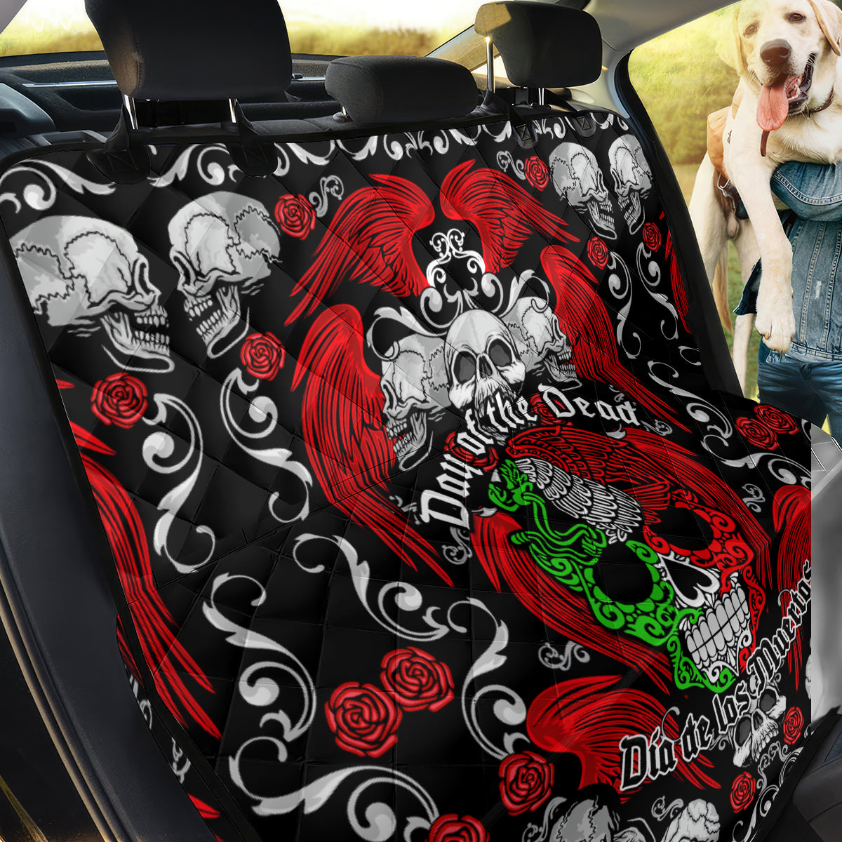 Mexico Day Of The Dead Back Car Seat Cover Mexican Sugar Skull Dia de los Muertos - Wonder Print Shop