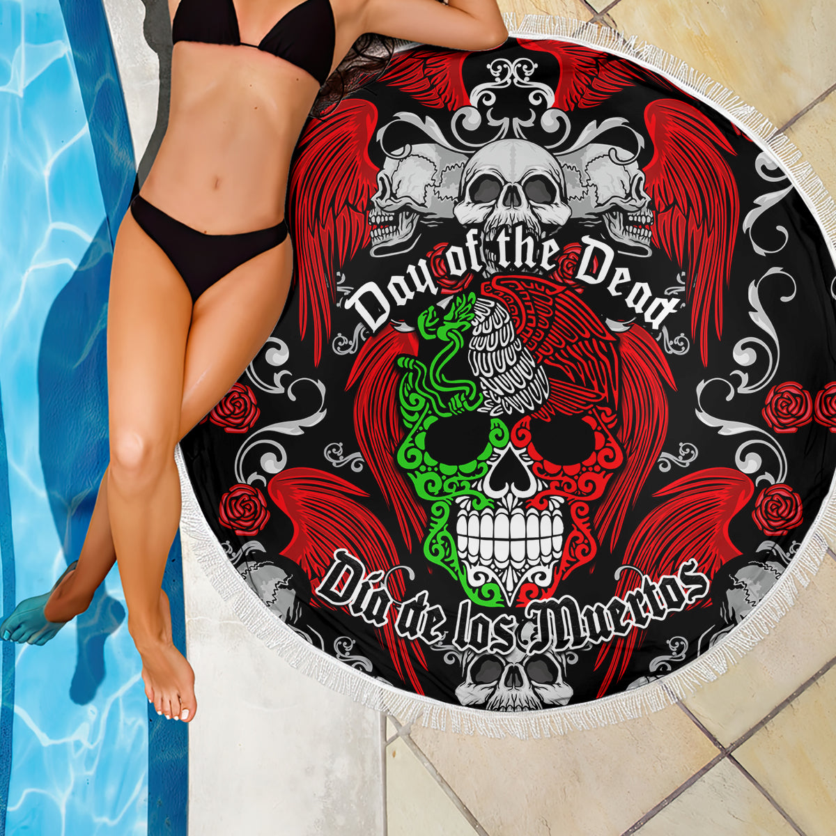 Mexico Day Of The Dead Beach Blanket Mexican Sugar Skull Dia de los Muertos - Wonder Print Shop