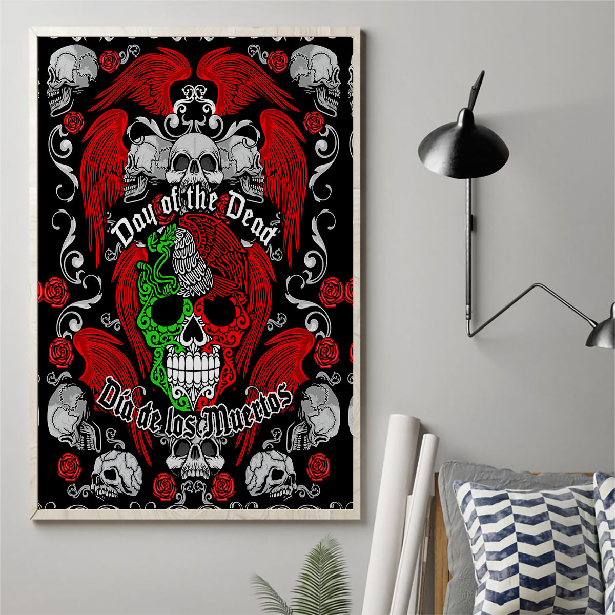 Mexico Day Of The Dead Canvas Wall Art Mexican Sugar Skull Dia de los Muertos - Wonder Print Shop