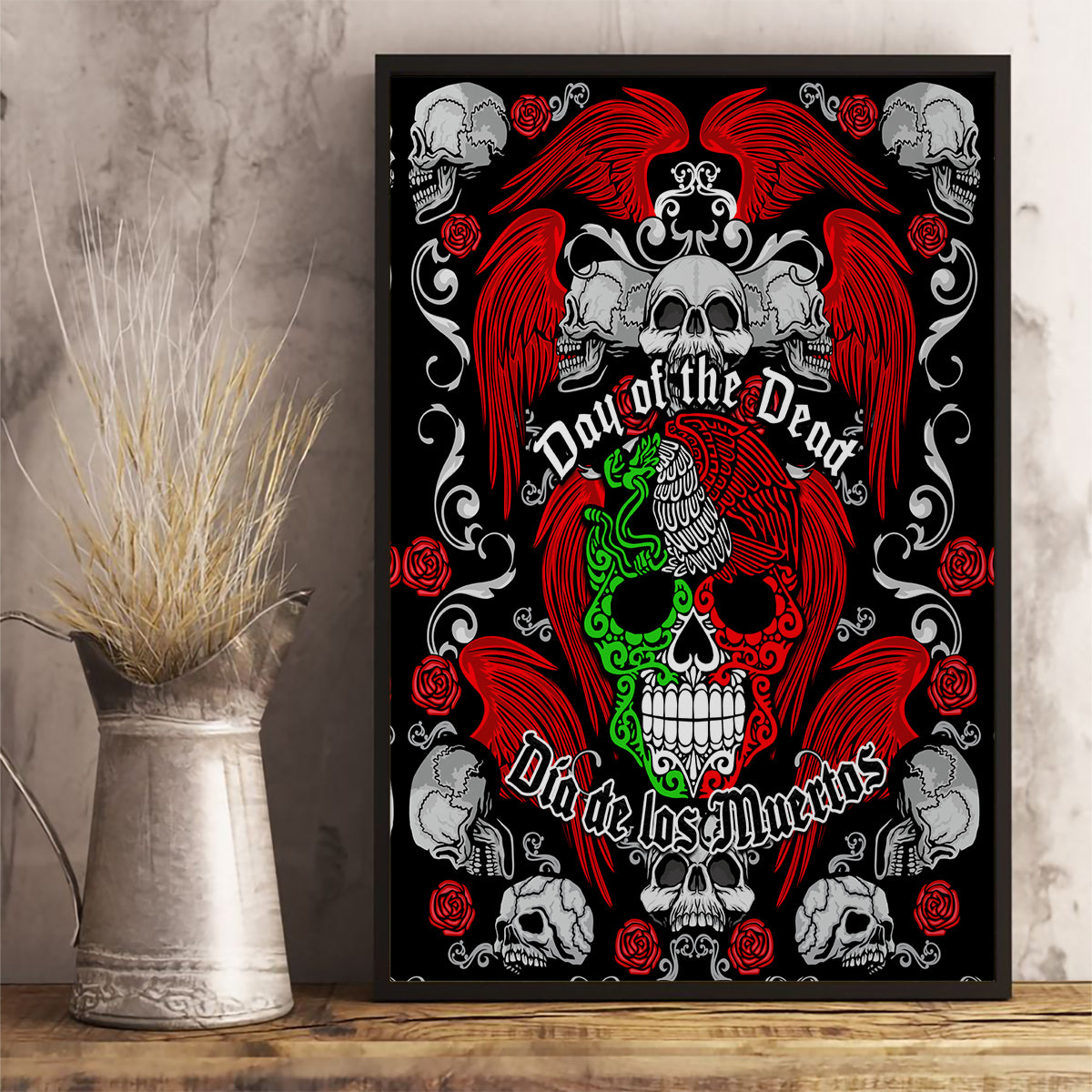 Mexico Day Of The Dead Canvas Wall Art Mexican Sugar Skull Dia de los Muertos - Wonder Print Shop